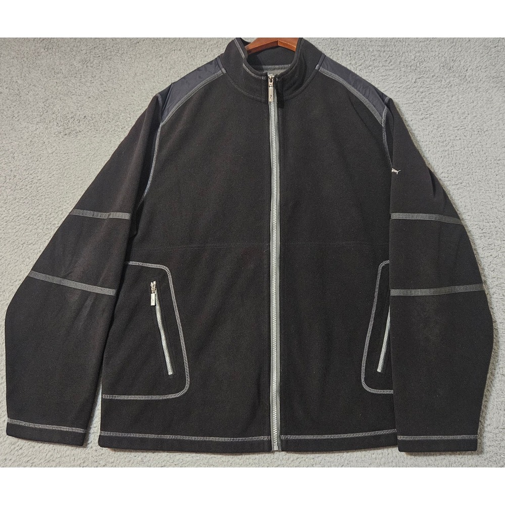 Tommy Bahama Sweater Jacket Mens Size Large Black Long Sleeve Full Zip Fleece